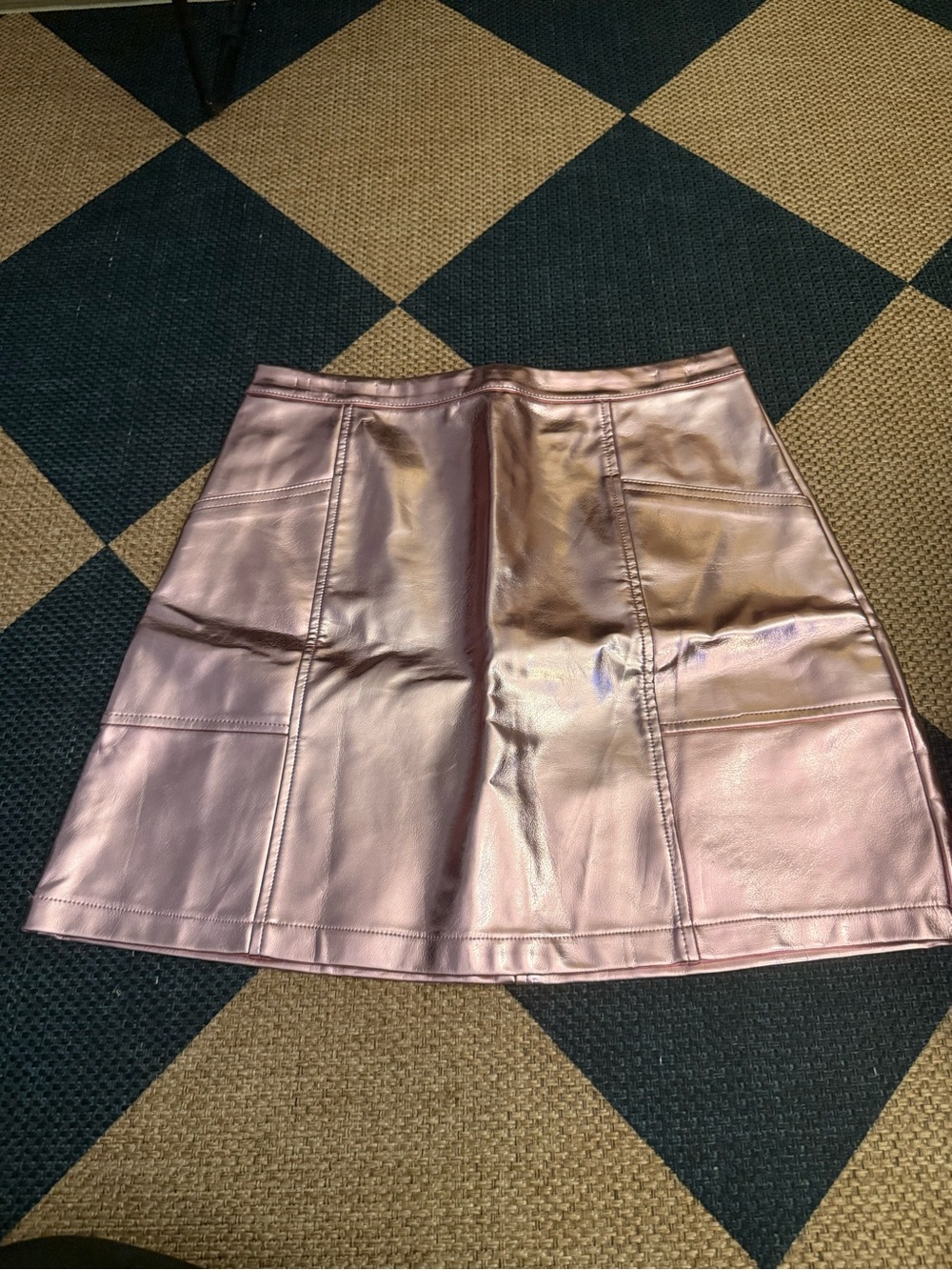 art class Metallic Pink Faux Leather A-Line Skirt